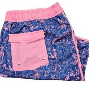 NWT Johnnie-O Men's Honolulu Hula Girl Swim Trunks/Shorts Size XL - 7" Inseam